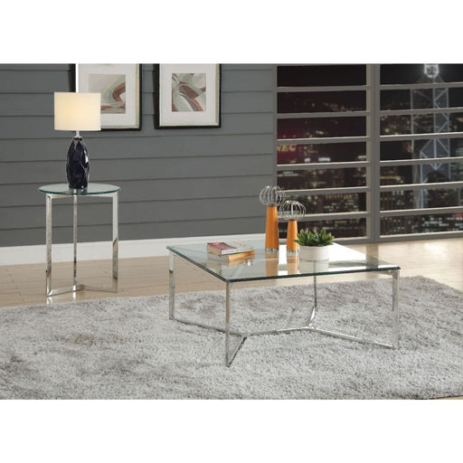 Volusius - End Table - Stainless Steel & Clear Glass Unique Piece Furniture