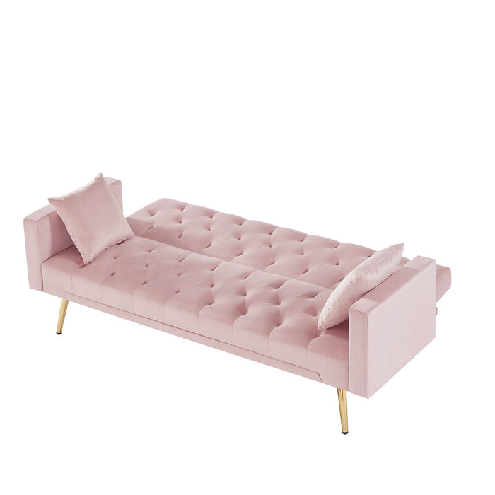 Convertible Folding Futon Sofa Bed, Sleeper Sofa Couch For Compact Living Space - Pink