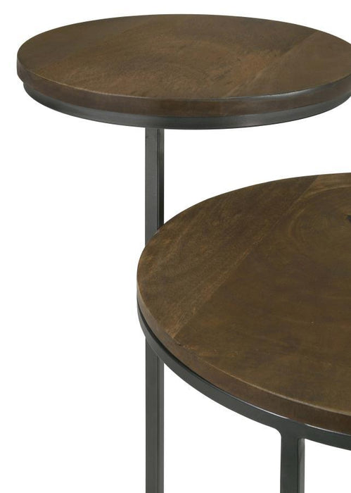 Yael - Round Accent Table - Natural And Gunmetal Unique Piece Furniture