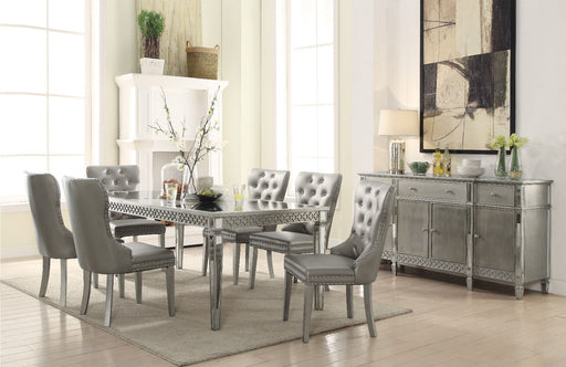 Kacela - Side Chair (Set of 2) - Silver PU & Antique Silver Finish Unique Piece Furniture