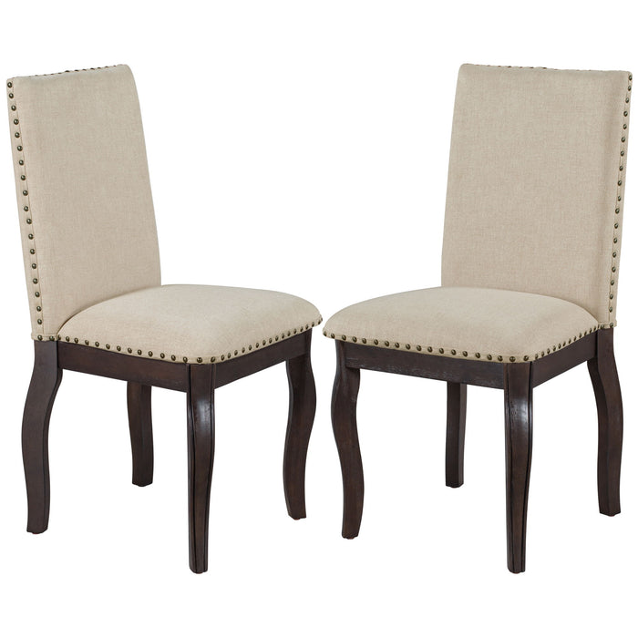 Trexm (Set of 4) Dining Chairs Wood Upholstered Fabirc Dining Room Chairs With Nailhead - Espresso
