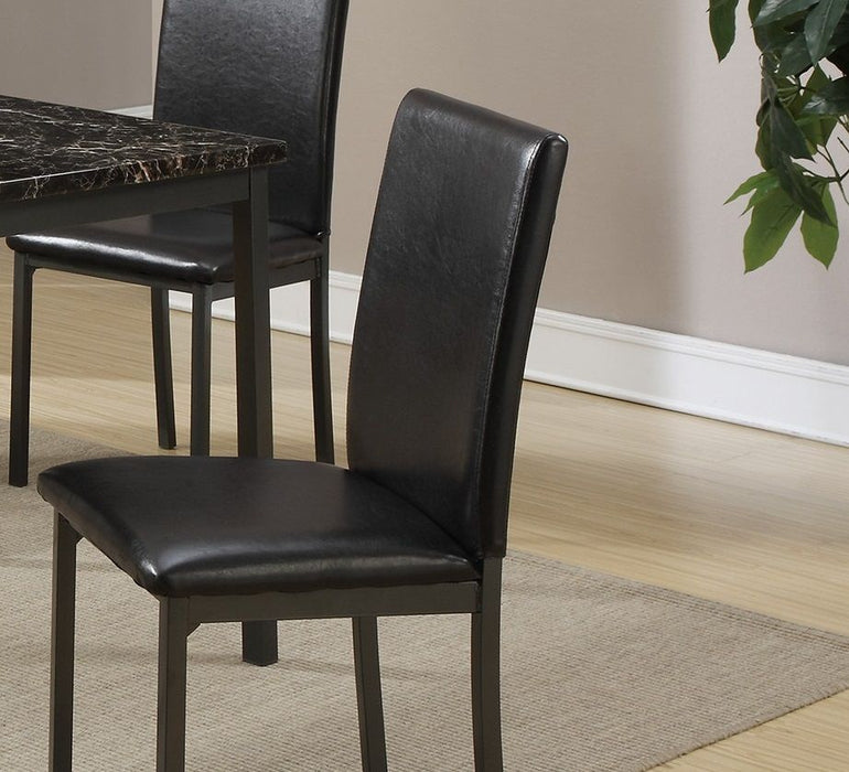 Dining Room Furniture 5 Pieces Dining Set Table And 4X Chairs Faux Marble Top Table Black Faux Leather Chairs