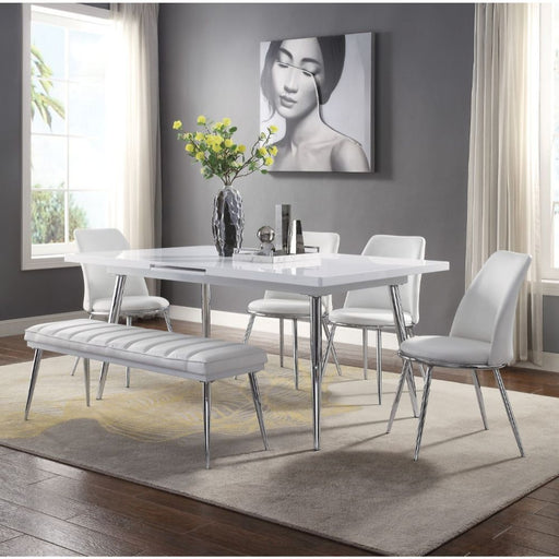 Weizor - Dining Table - White High Gloss & Chrome Unique Piece Furniture