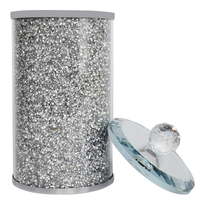 Ambrose Exquisite Glass Canister In Gift Box In Silver