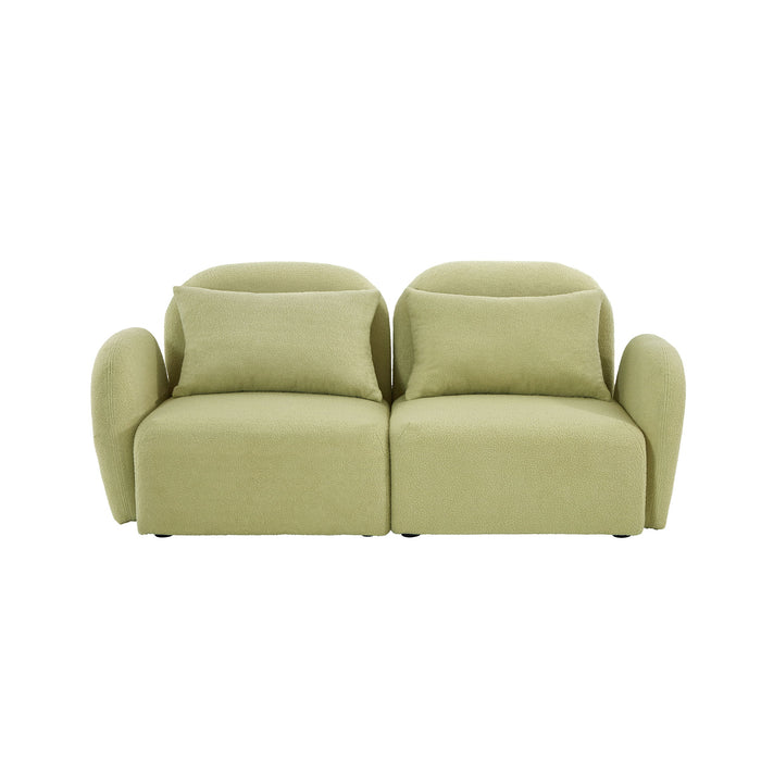 Living Room Furniture Lazy Sofa Loveseat Teddy Fabric Light Green