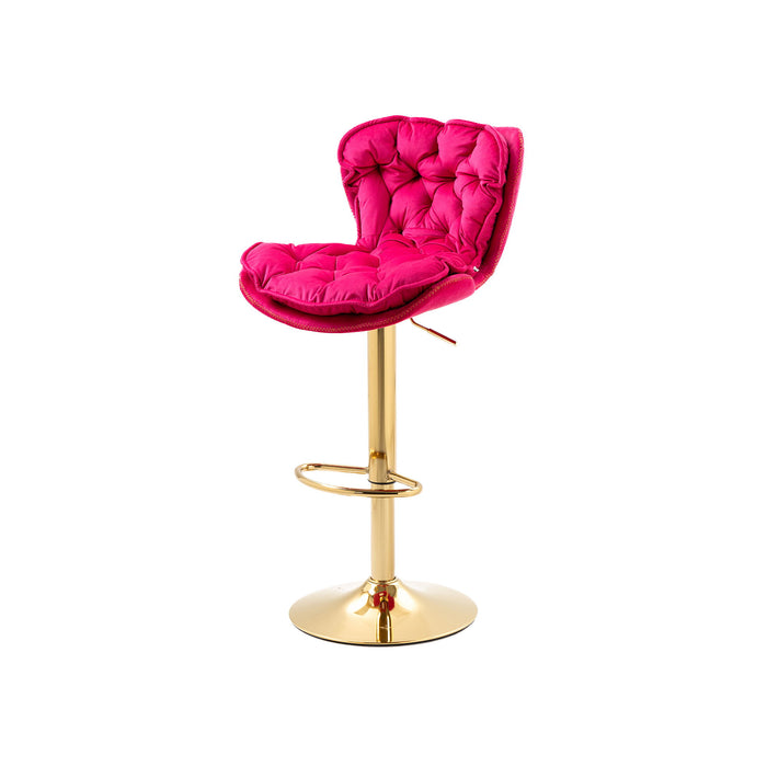 Coolmore Bar Stools With Back And Footrest Counter Height Dining Chairs (Set of 2) - Gold & Rose Red