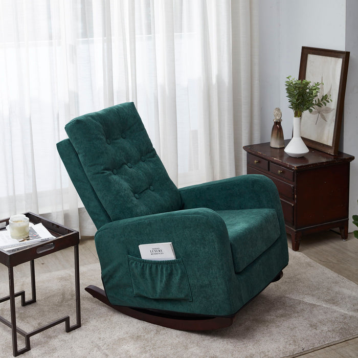 Accent Chair TV Chair Lazy Recliner Comfortable Fabric Leisure Sofa, Modern High Back Armchair - Deep Green