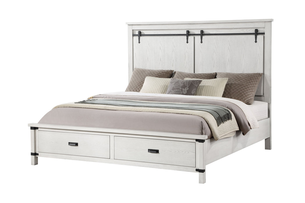 Loretta Modern Style 5 Pieces King Bedroom Set Made With Wood In Antique White