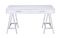 Coleen - Desk - White High Gloss & Chrome Finish Unique Piece Furniture