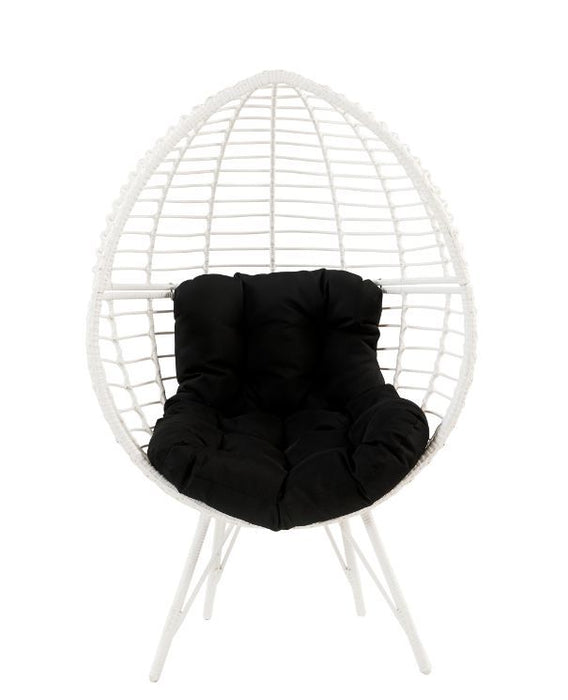 Galzed - Patio Lounge Chair - Black Fabric & White Wicker Unique Piece Furniture
