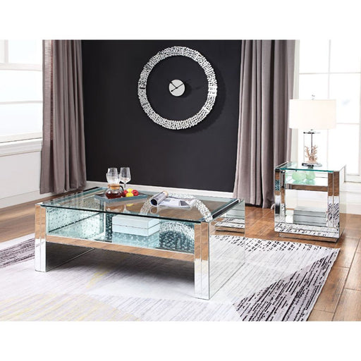 Nysa - Coffee Table - Mirrored & Faux Crystals - 19" Unique Piece Furniture