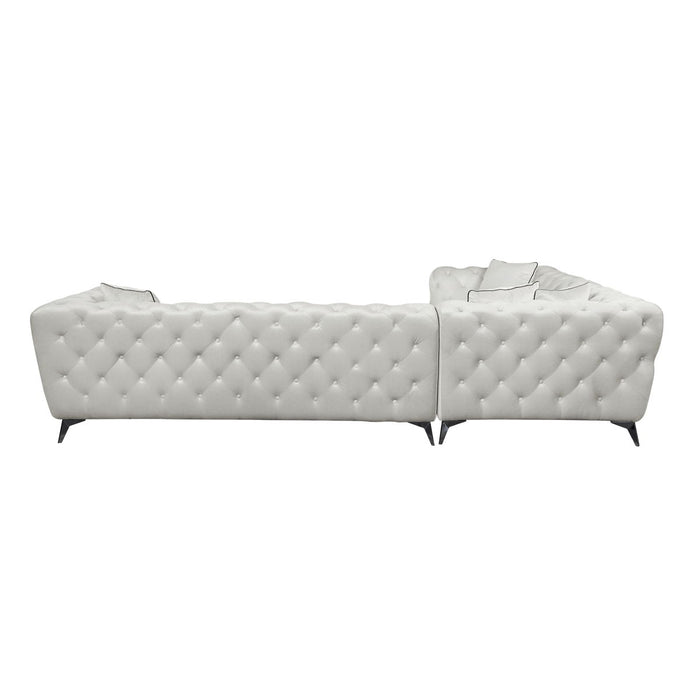 Acme Atronia Sectional Sofa With 4 Pillows Beige Fabric