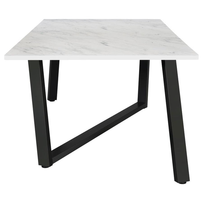 Mayer - Rectangular Dining Table Faux Marble - White And Gunmetal Unique Piece Furniture