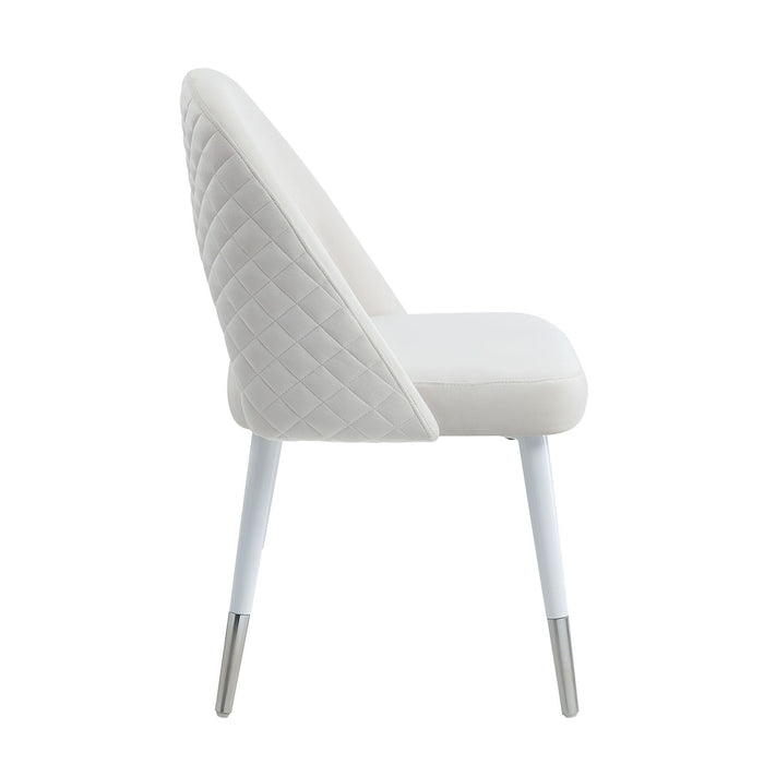 Acme Zemirah Side Chair (Set of 2) White Velvet & White Finish