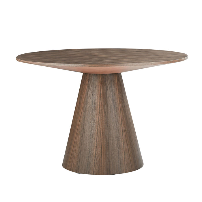 Round Modern Style MDF Wood Dining Table In Walnut Suitable For Kitchen, Living Room, Cafe, Milk Tea Shop