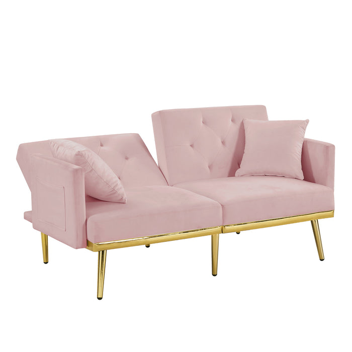 Velvet Sofa Bed - Pink