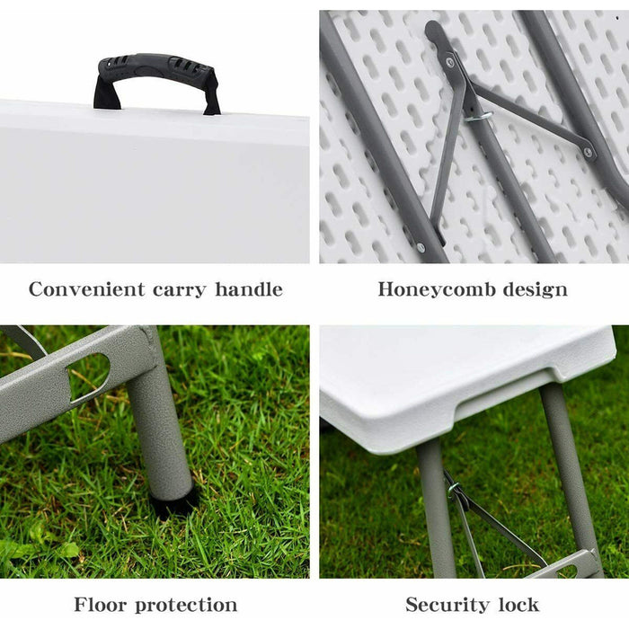 6 Ft Plastic Folding Bench With Carrying Handle, Portable Outdoor Bench For Picnic Camping Dining Party