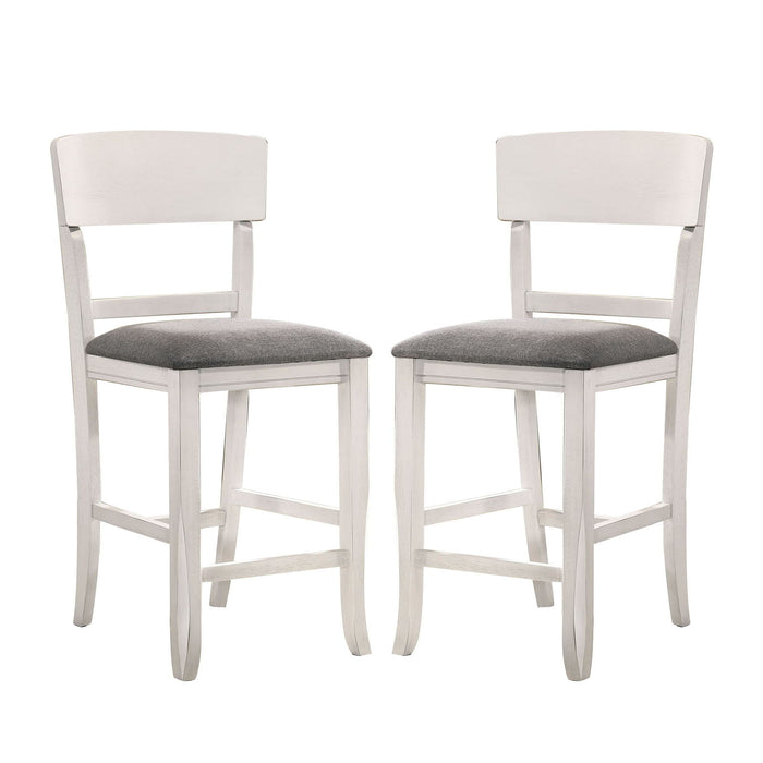 (Set of 2) Fabric Padded Counter Height Chairs In White And Gray