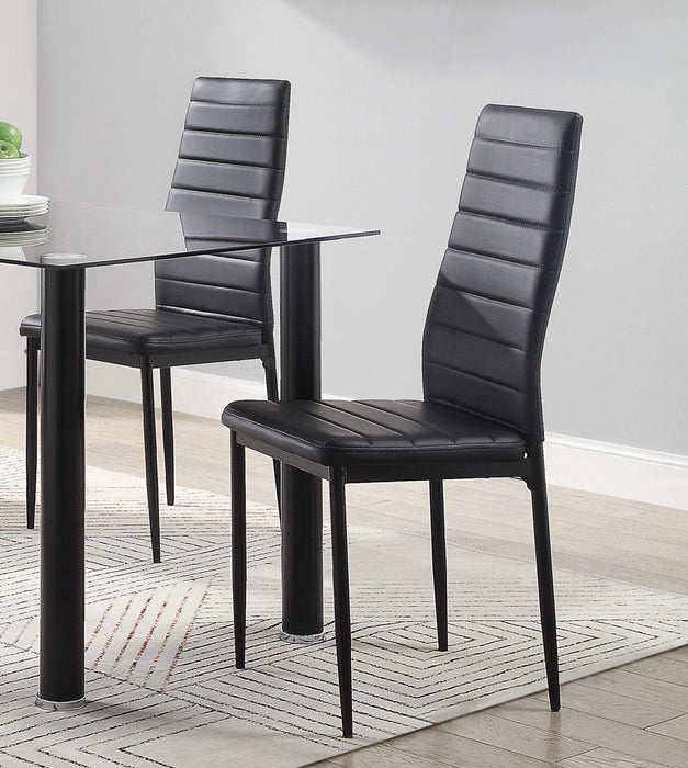 Modern Style Black Metal Finish Side Chairs 2 Pieces Set Faux Leather Upholstery Contemporary Dining Room Furniture