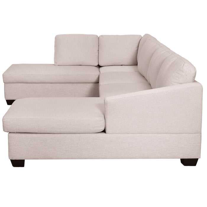 Ustyle Modern Large U-Shape Sectional Sofa, Double Extra Wide Chaise Lounge Couch, Beige