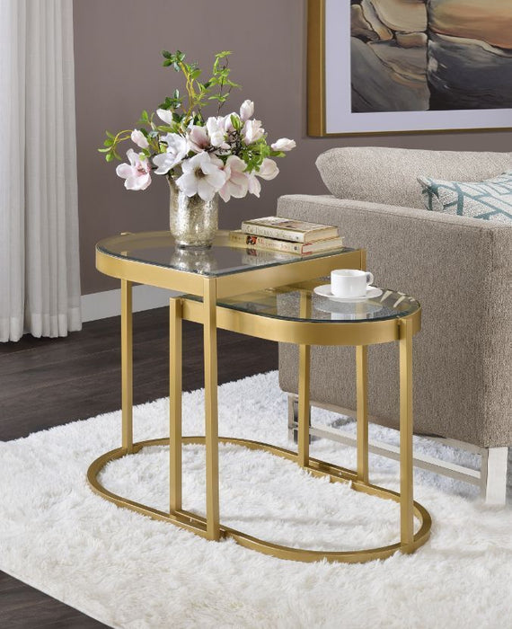 Timbul - Coffee Table (2 Piece) - Clear Glass & Gold Finish Unique Piece Furniture