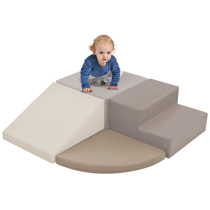 Soft Climb And Crawl Foam Playset, Safe Soft Foam Nugget Block For Infants, Preschools, Toddlers, Kids Crawling And Climbing Indoor Active Play Structure - Beige