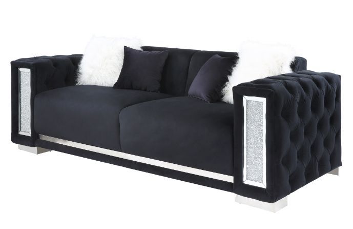 Trislar - Sofa - Black Velvet - 33" Unique Piece Furniture