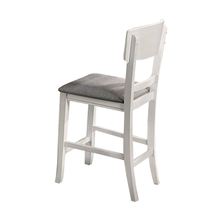 (Set of 2) Fabric Padded Counter Height Chairs In White And Gray