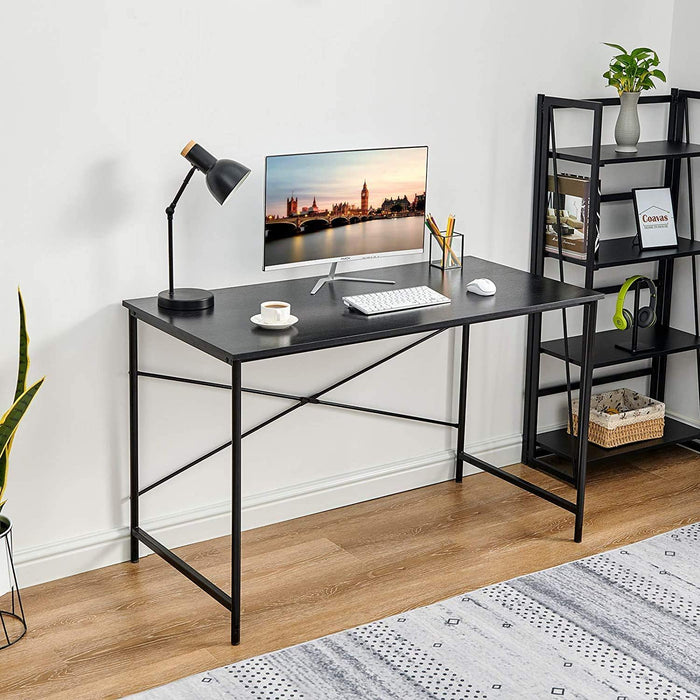 Metal Frame Home Office Writing Desk - Full Black