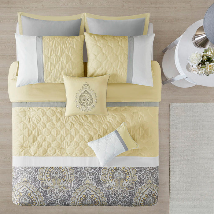 8 Piece Comforter Set In Yellow