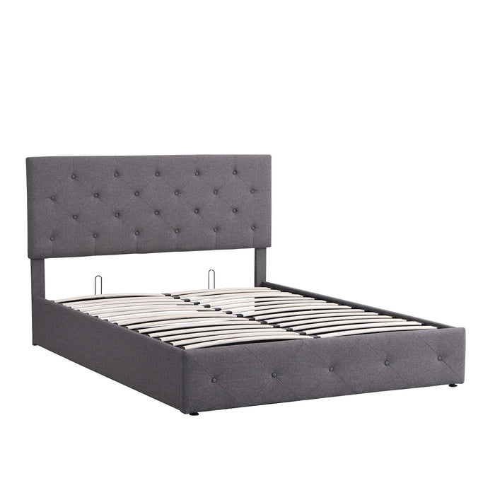 Queen Size, Upholstered Platform Bed With A Hydraulic Storage System - Gray