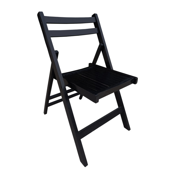 Furniture Slatted Wood Folding Special Event Chair - Black, (Set of 4) Folding Chair, Foldable Style
