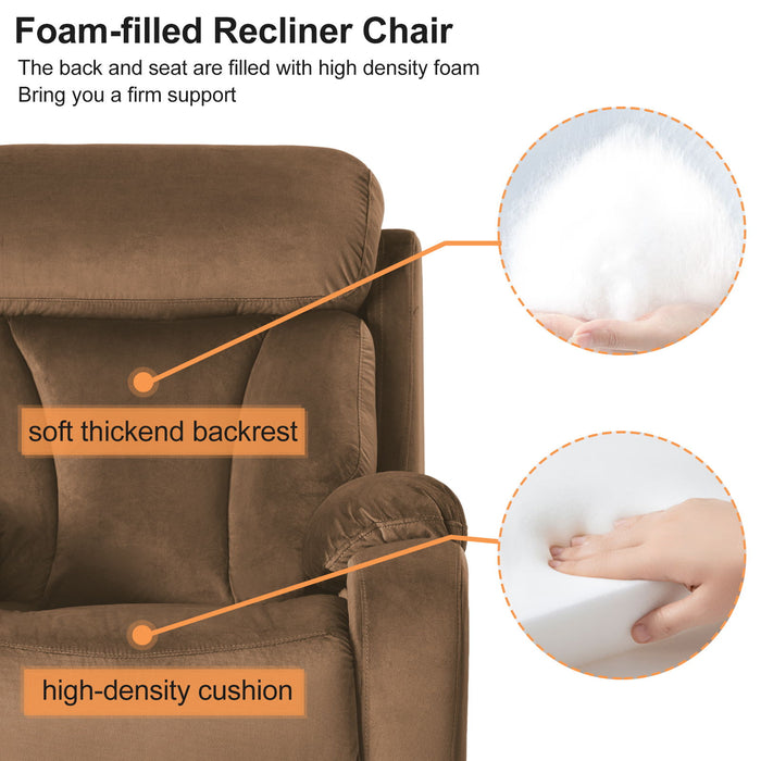 Lift Chair Recliner For Elderly Power Remote Control Recliner Sofa Relax Soft Chair Anti - Skid Australia Cashmere Fabric Furniture Living Room (Brown)