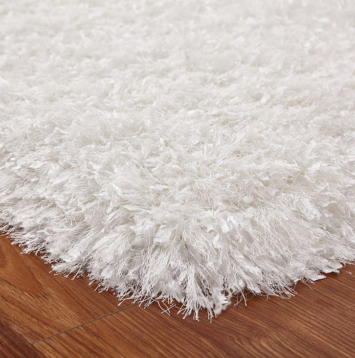Coral Hand Tufted Shag Area Rug White