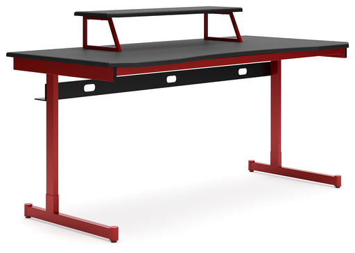 Lynxtyn - Red / Black - Home Office Desk With Raised Monitor Stand Unique Piece Furniture