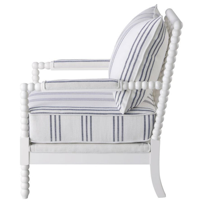 Blanchett - Upholstered Accent Chair With Spindle Accent - White And Navy Unique Piece Furniture