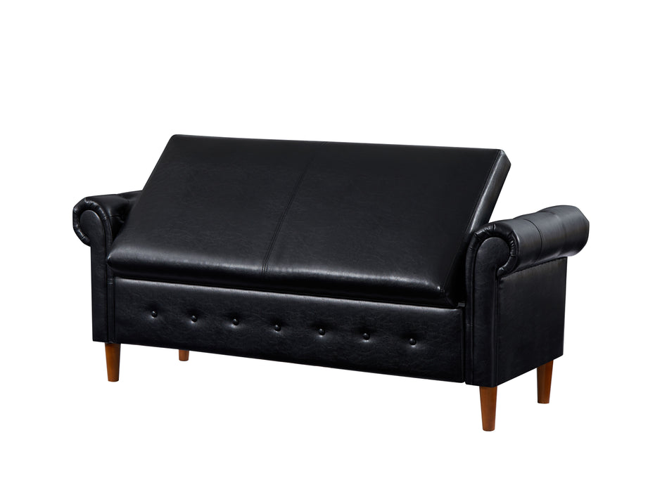 Black Multifunctional Storage Rectangular Sofa Stool - Black
