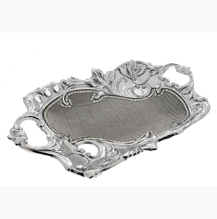 Ambrose Chrome Plated Crystal Embellished Ceramic Plate - Silver