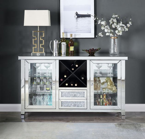 Noralie - Wine Cabinet - Mirrored & Faux Diamonds - 36" Unique Piece Furniture
