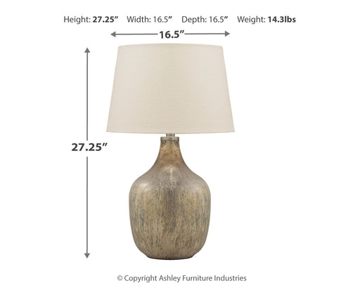 Mari - Gray / Gold Finish - Glass Table Lamp Unique Piece Furniture