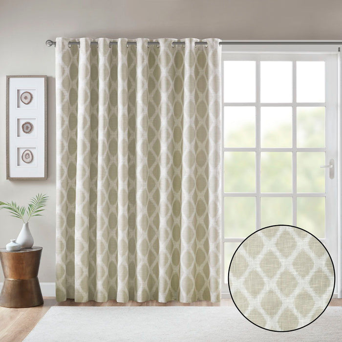 Printed Ikat Blackout Patio Curtain - Taupe