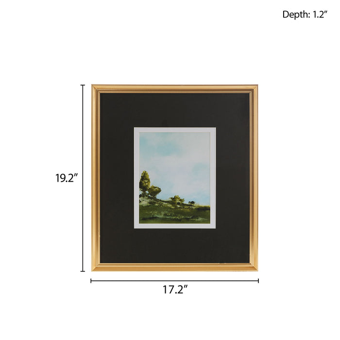 Framed Glass And Double Matted Abstract Landscape Wall Art