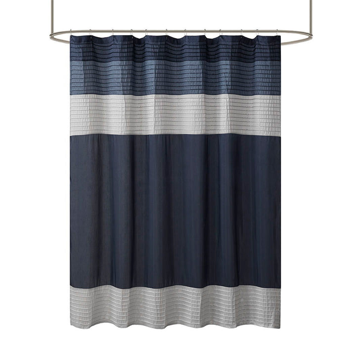 Faux Silk Shower Curtain - Navy