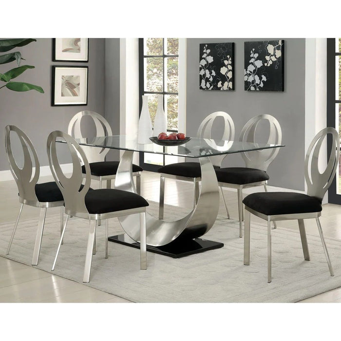 (Set of 2) Microfiber And Metal Side Chairs In Silver And Black Finish