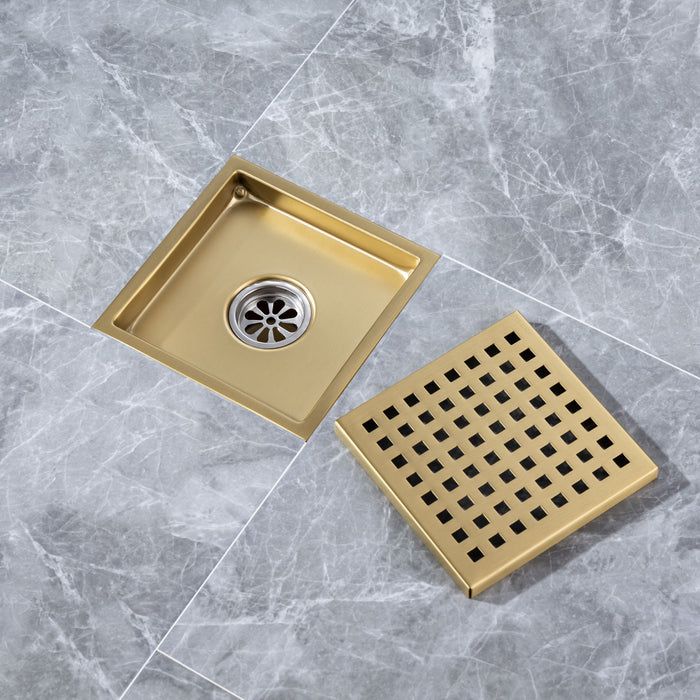 6'' Grid Shower Drain - Brushed Gold