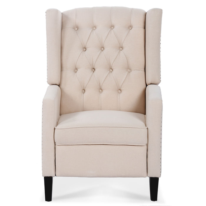 Wide Manual Wing Chair Recliner - Beige