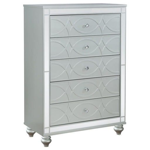 Gunnison - 5-Drawer Chest - Silver Metallic Unique Piece Furniture