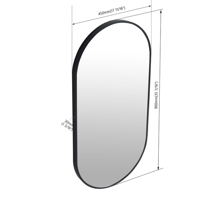 18 X 35" Bathroom Mirror Black Aluminum Frame