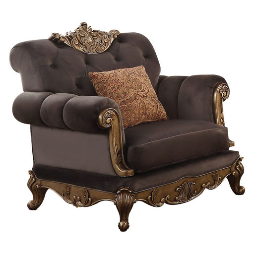 Orianne - Chair - Charcoal Fabric & Antique Gold Unique Piece Furniture