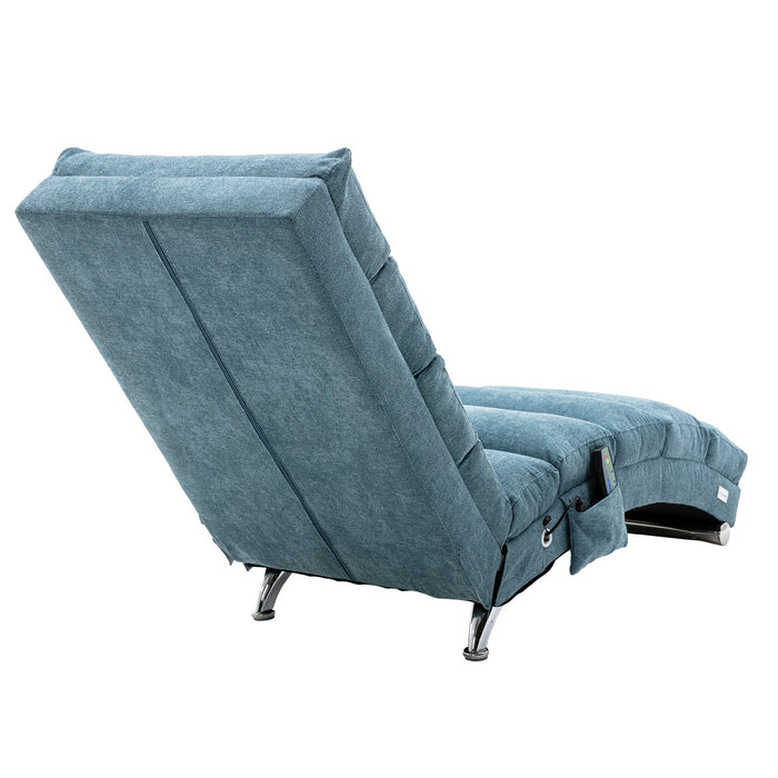 Coolmore Linen Chaise Lounge Indoor Chair, Modern Long Lounger For Office - Blue